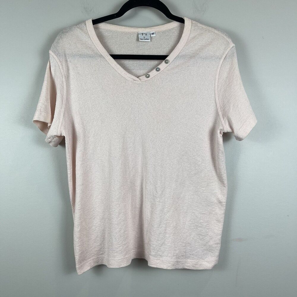 Hot Cotton Womens Short Sleeve‎ Tee Shirt Medium Pink Basic USA Made Everyday